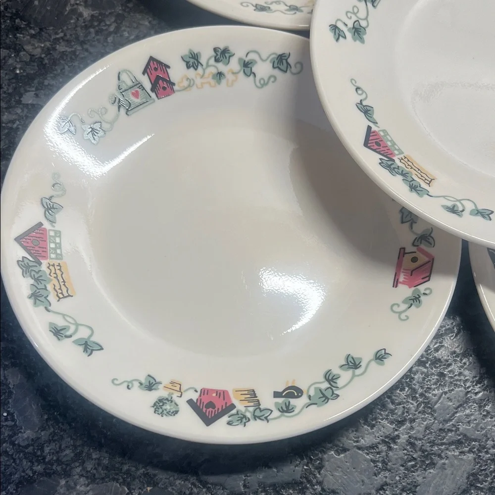 7” SET OF 5 Corelle salad plates. GARDEN HOME   Like new!!